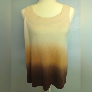 New York & Company Ombre Cream To Brown Tank Top